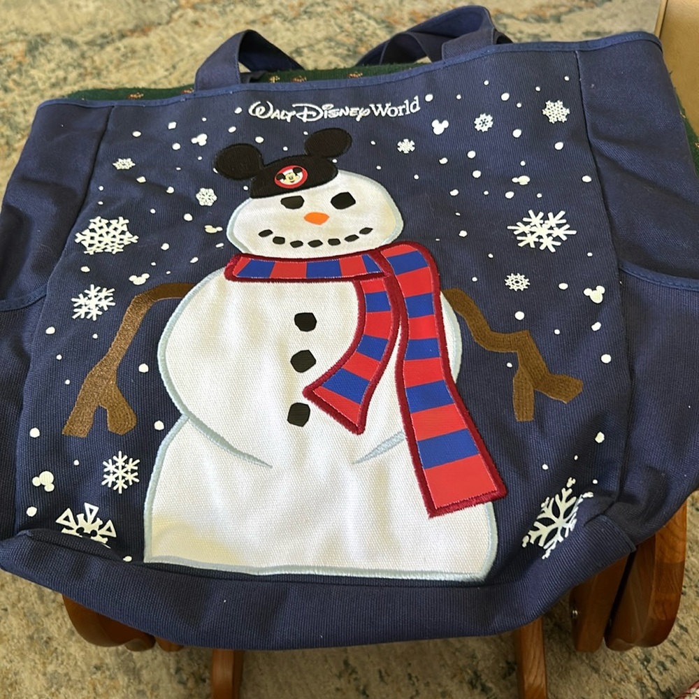 Disney’s Walt Disney embroidered snowman tote approximately 16 x 20canvas bag